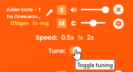 A user toggling automatic key synchronization on Song to Stems